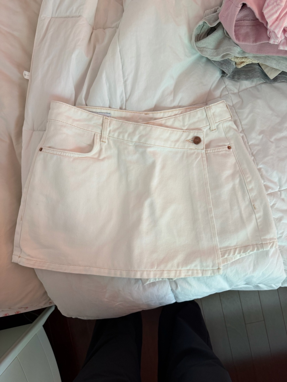 Zara High-Rise White Denim Skirt